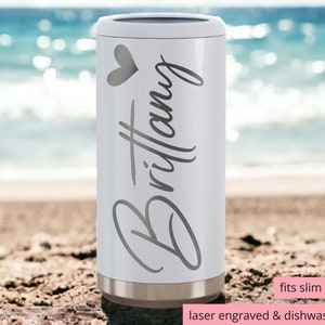 Slim Can Cooler, Personalized Skinny Can Cooler, Insulated Skinny Can, Bachelorette Party, Custom Engraved Slim Can Cooler, Girls Trip