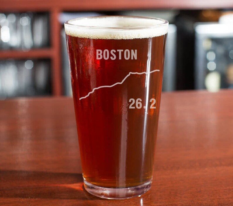 Marathon Beer Glass Boston Marathon 26.2 Beer Glass Runner Etsy