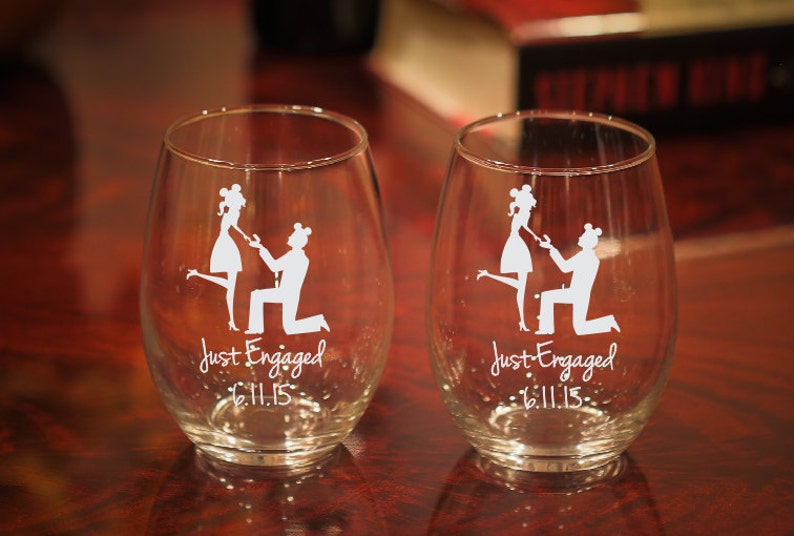Engagement Gift Mickey Ears Wine Glass Mouse Ears Engagement Etsy