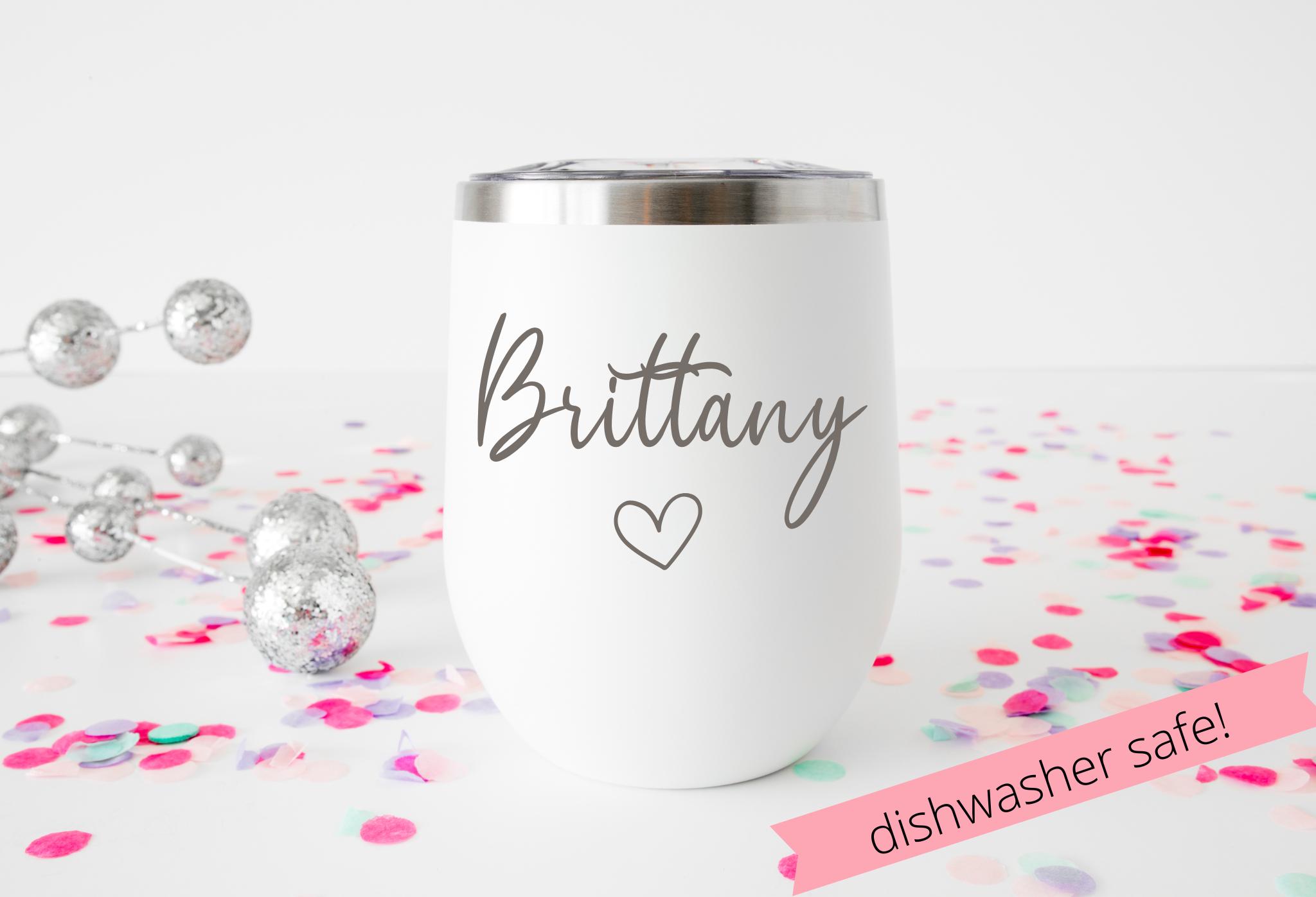 Vaso de vino personalizado y grabado: acero inoxidable, apto para lavavajillas