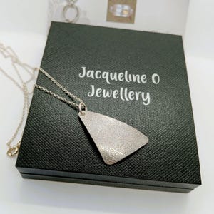 Offset Textured Triangle Pendant necklace recycled sterling silver