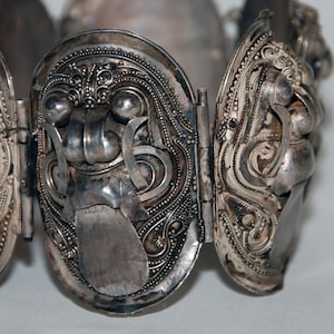 Vintage Bali Silver Panels Bracelet Rangda Demon Queen  -- Free USA Shipping!