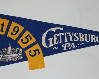 1955 Gettysburg PA Souvenir Felt Pennant — Free US Shipping!