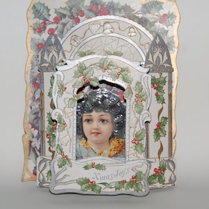 Original Victorian Edwardian Die-Cut Pop-Up Christmas Card -- Free USA Shipping!