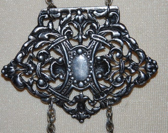 Vintage 1892 Sterling Silver Victorian Pendant Necklace -- Free USA Shipping!