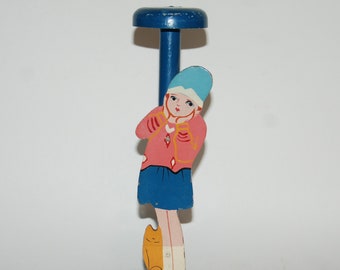 Vintage 1930s Era Painted Wood Figural Hat Stand -- Free USA Shipping!