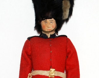 Vintage 1930s-'60s Liberty of London Hand Made 12" Felt Grenadier Doll -- Free USA Shipping!