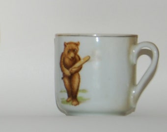 Vintage 1920s Era Teddy Bears Motif Child's Toys Cups and Saucer The Bandmaster --  Free USA Shipping!