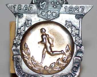 1927 era Sterling Silver 60th Anniversary Confederation Sports Medal - Free US Shipping!