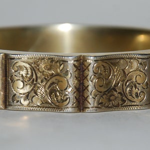 Vintage Gold Washed Silver Engraved Bracelet --  Free USA Shipping!