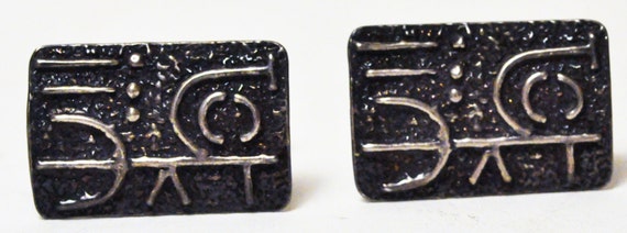 Modernist Sterling 925 Silver Brutalist Cufflinks… - image 1