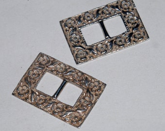 Vintage Victorian Sterling Silver Buckles  -- Free USA Shipping!