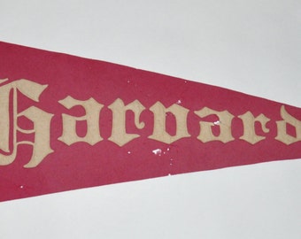 Original 1920s Era Sewn Letters Felt Pennant Souvenir of Harvard -- Free USA Shipping!