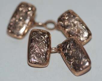 9KT Gold Cuff Links, Victorian, Double Faced -- Free US Shipping