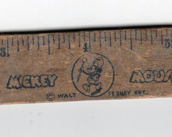 1930s Era Walt Disney Ent 8" Mickey Mouse Ruler by Dixon -- Free US Shipping!