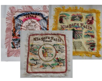 1940s - '50s Era Niagara Falls Souvenir Pillow Covers -- Free USA Shipping