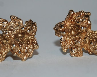 Vintage 1970s Era Brutalist Gold-Tone Cufflinks -- Free USA Shipping!