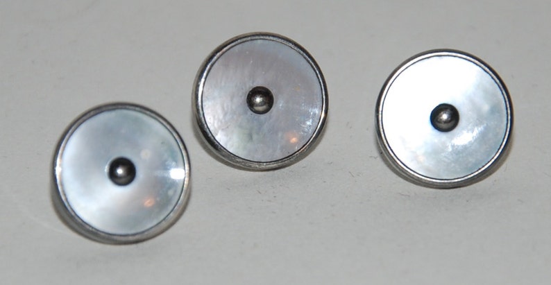 1930s Era Sterling Silver /& Mother of PearlAbalone Vest ButtonsStuds \u2014 Free USA Shipping!