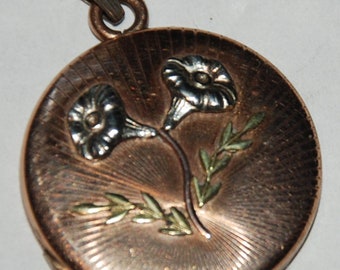 Vintage Tri-Color Gold-filled Floral Design Locket-- Free USA Shipping!