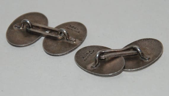 Oval Cuff Links 1920s-'30s Double Faced Sterling … - image 4