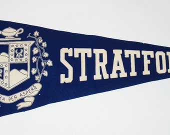 1930s Era Sewn Letters Stratford Wool Felt Pennant — Free USA Shipping!