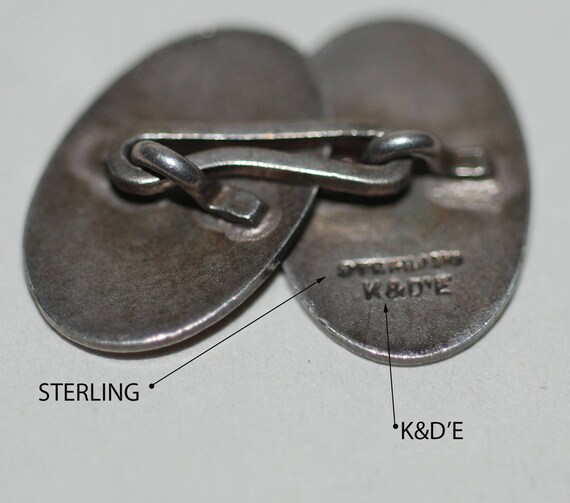 Oval Cuff Links 1920s-'30s Double Faced Sterling … - image 3