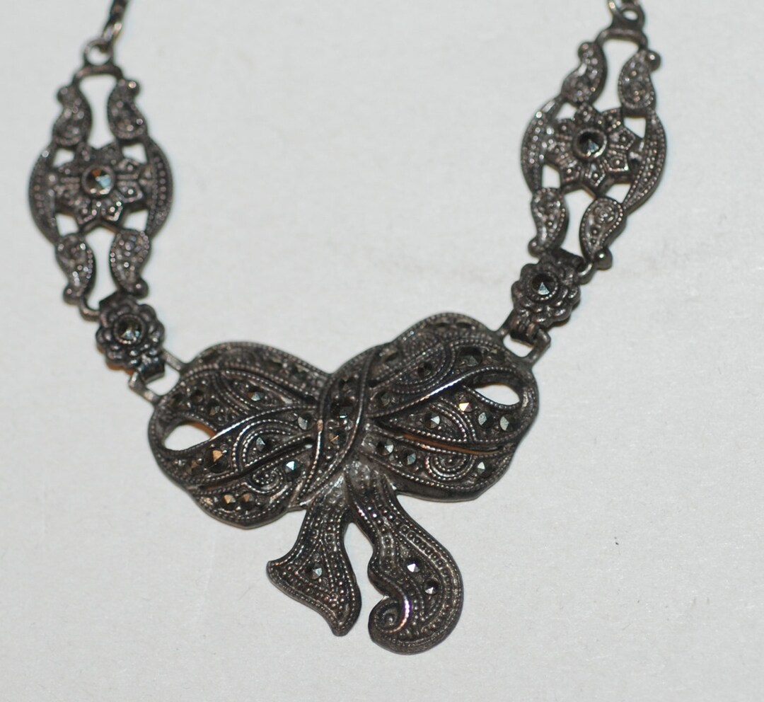 Vintage Ciner Sterling Silver and Marcasite Necklace -- Free USA ...