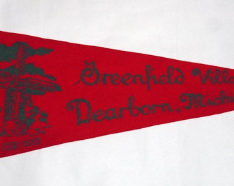 1950s era Greenfield Village Dearborn MI Souvenir Felt Pennant — Free USA Shipping!