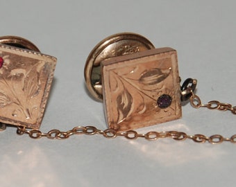 Vintage 1880s Era Two Ladies' Gold Filled Shirt Studs -- Free USA Shipping!