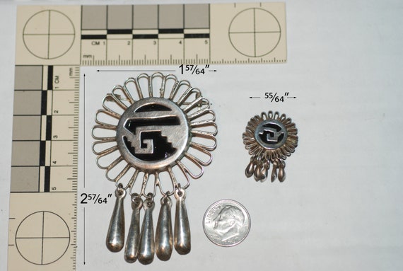 Vintage 1950s-'60s Era Mexico Aztec Style Pin and… - image 2