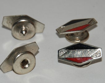 1950s era Enamel Art Deco Cuff Links -- Free USA Shipping!