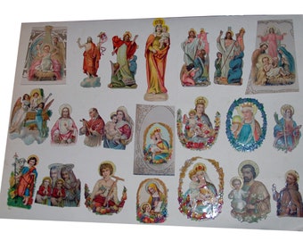 Early 1900s Religious Christian Scrapbook Embossed Die Cut Images -- Free USA Shipping!