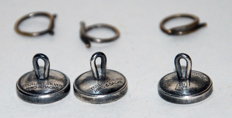 1930s Era Sterling Silver /& Mother of PearlAbalone Vest ButtonsStuds \u2014 Free USA Shipping!