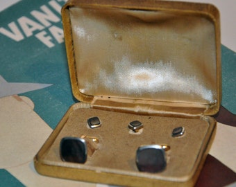 1950s Era Formal Studs and Cufflinks Set in Original Box. Free US Shipping!