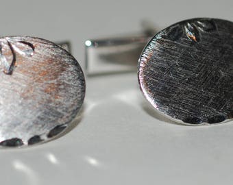 1950s -'60s era Sterling Silver Oval Cuff Links -- Free US Shipping!