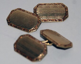 1930s era pair of Gold Filled Double Faced Cuff Links -- Free US Shipping!