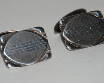 Early 20th Century Sterling Silver Cuff Links -- Free US Shipping!