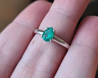 925 sterling silver colombian emerald women statement jewelry gemstone boho ring