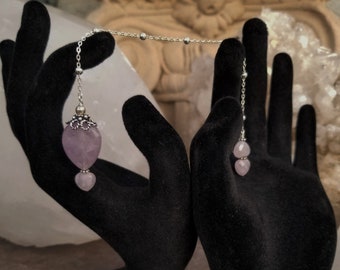 Faceted Amethyst Hearts Crystal Pendulum, Crystal Pendulum, Divination Tool