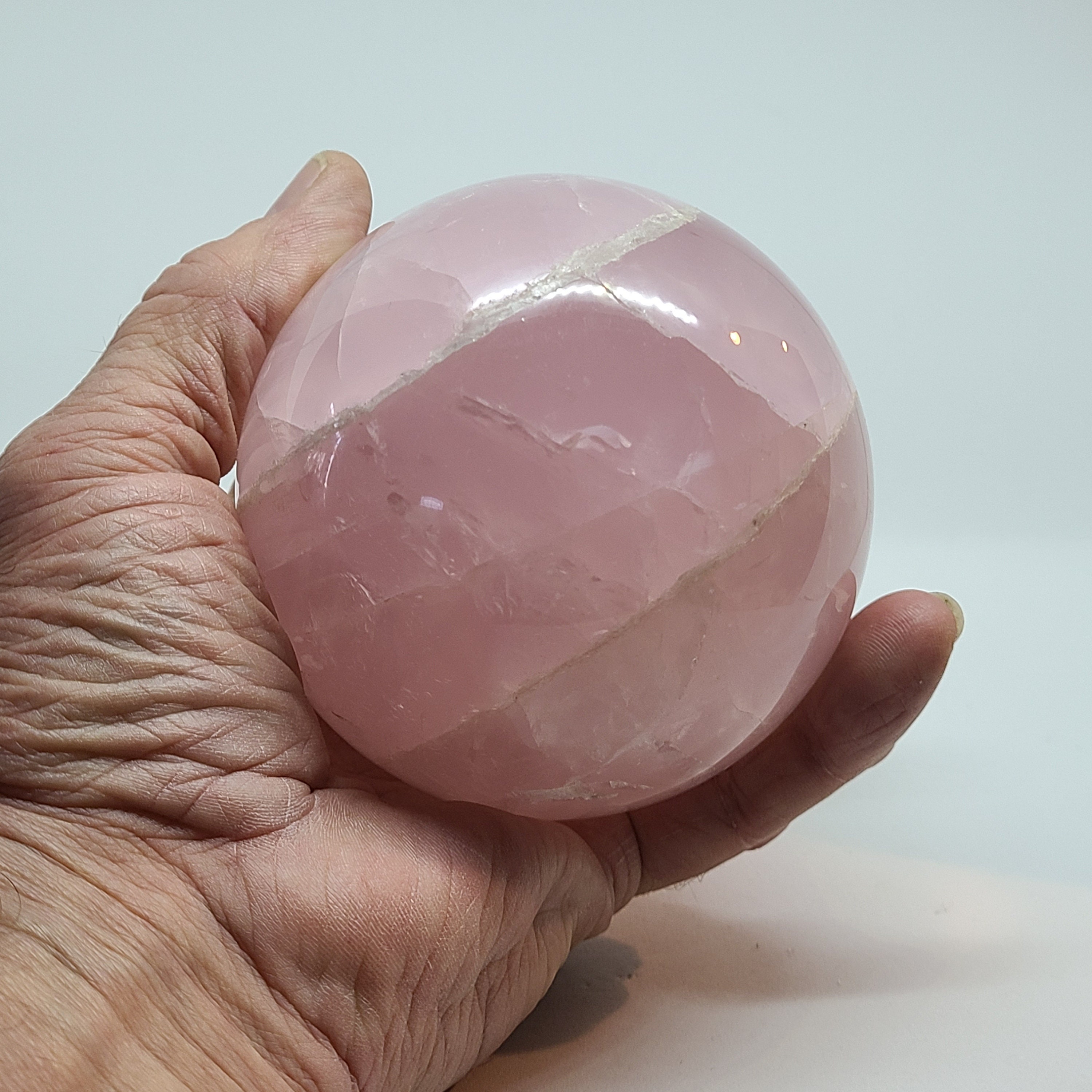Large Rainbow Rose Quartz Crystal Sphere Rose Crystal Ball Etsy