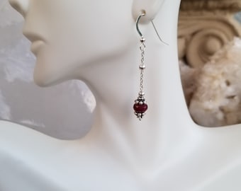 Pendientes con piedras de nacimiento de julio, "gotas de gemas" de rubí, pendientes con piedras de nacimiento, pendientes con piedras preciosas, joyas de cumpleaños, pendientes de cumpleaños, joyas de julio