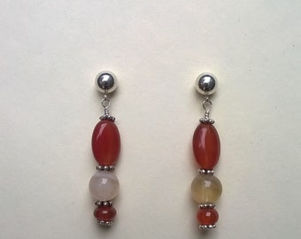 Carnelian Gemstone and Balinese Sterling Silver Earrings