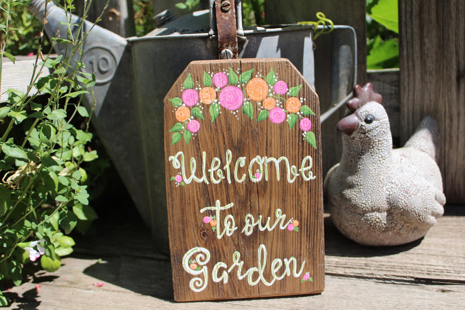 to our garden sign hand painted garden decoration Etsy