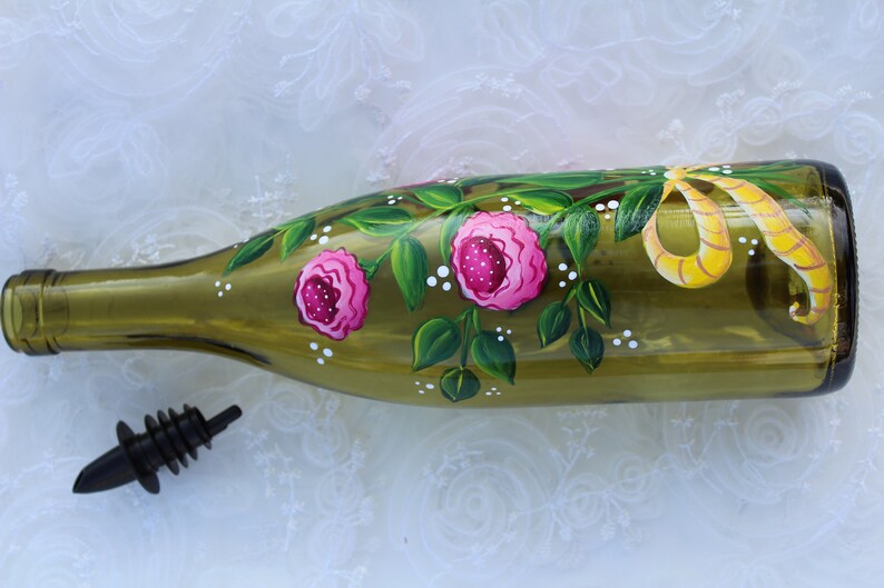 Hand Painted Wine Bottle Soap Dispenser Handpainted Etsy