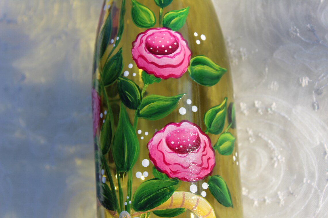 Hand Painted Wine Bottle Soap Dispenser Handpainted Etsy