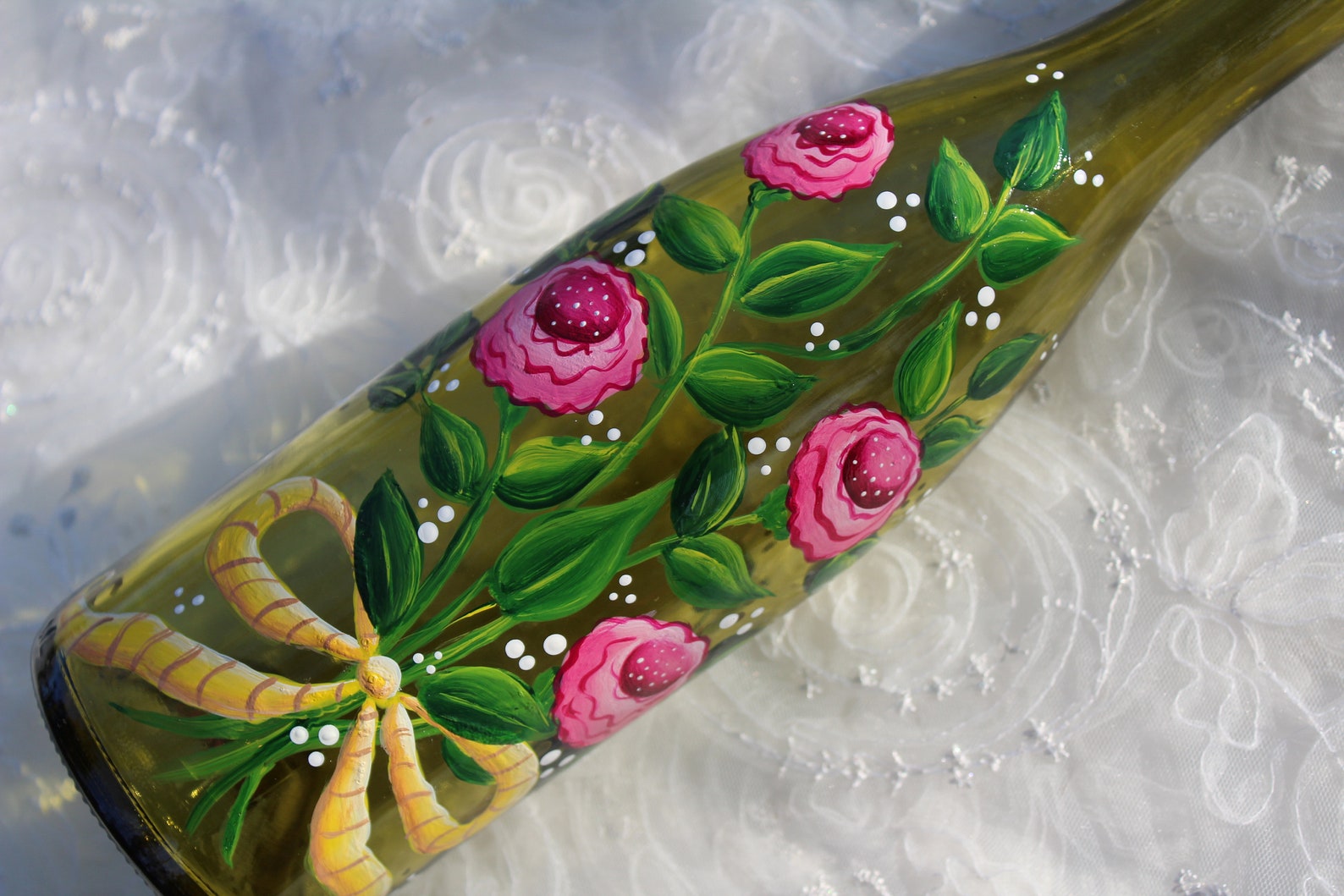 Hand Painted Wine Bottle Soap Dispenser Handpainted Etsy