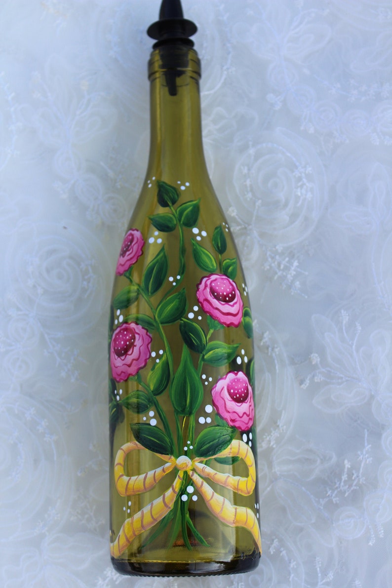 Hand Painted Wine Bottle Soap Dispenser Handpainted Etsy