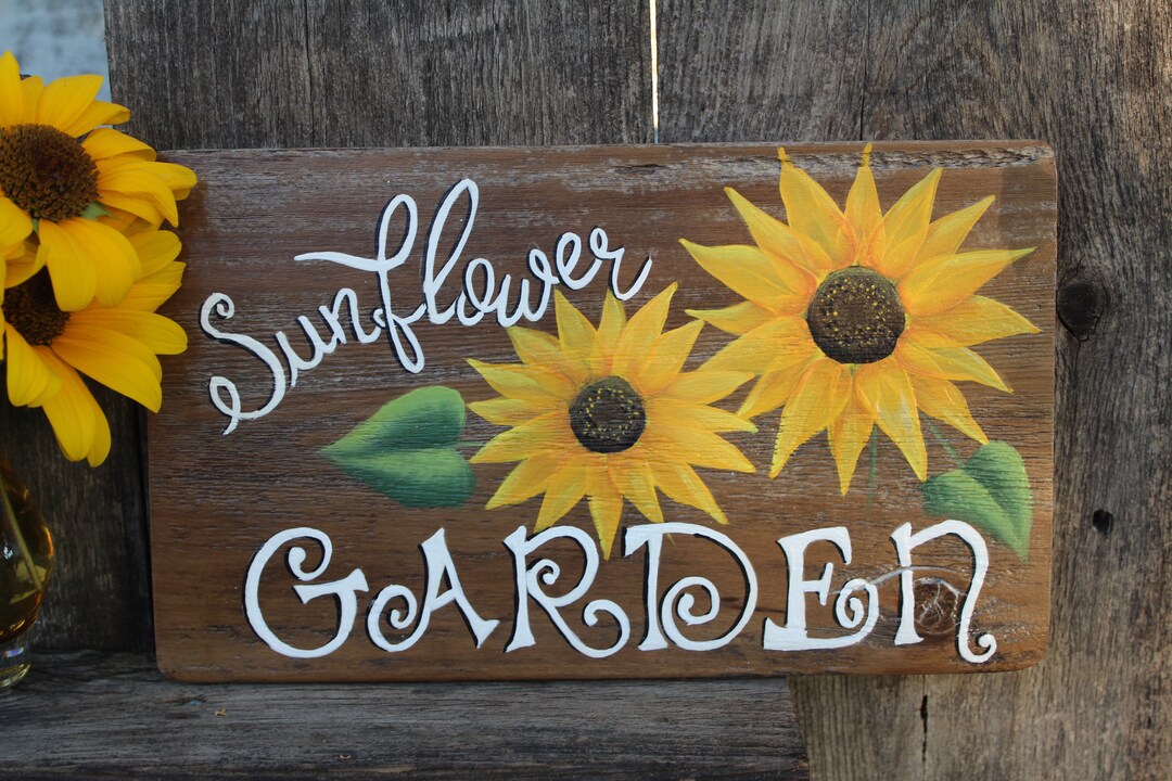 Sunflower Garden Sign Hand Painted Flower Decor Handpainted Etsy