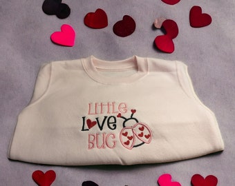 Adorable Kids Little Love Bug Embroidery Sweatshirt for Valentine's Day