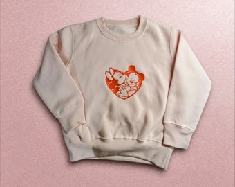 Charming Mickey & Minnie Mouse Heart Embroidery Sweatshirt - Birthday Valentines gift